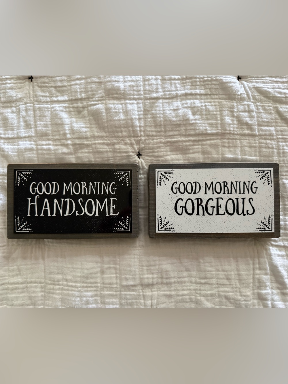 Good Morning Handsome & Good Morning Gorgeous Wall Signs - Black & White